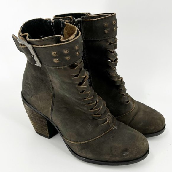 Harley-Davidson Shoes - HARLEY DAVIDSON  WOMEN'S CALKINS HEELED  DISTRESSED BOOTS SIZE 5.5